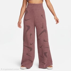Nike Women Cozy Pheonix Knit Sweatpants Small Wide Leg